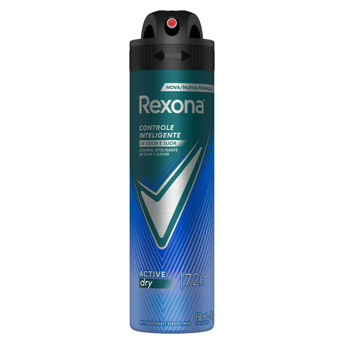 Embalagem do Desodorante Antitranspirante Aerosol Men Active Dry da marca Rexona
