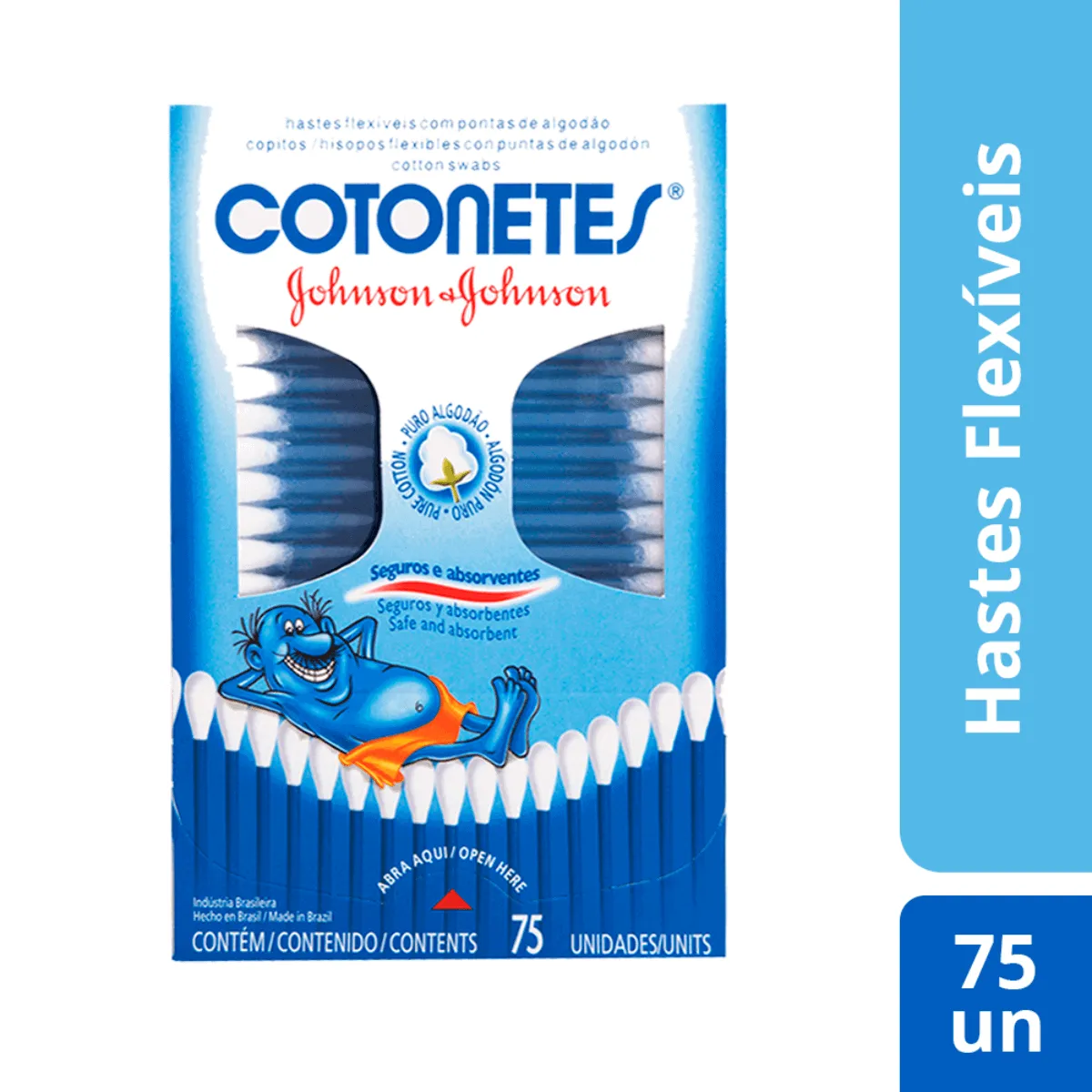 Embalagem do Hastes Flexíveis Cotonetes da marca Johnson & Johnson