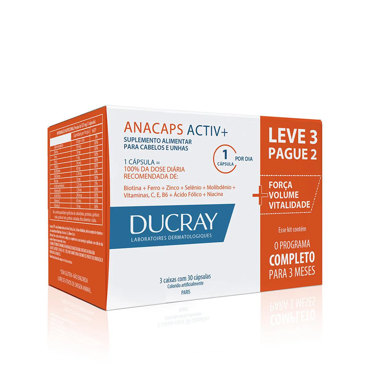 Embalagem do Polivitamínico Activ+ Cabelos e Unhas da marca Anacaps