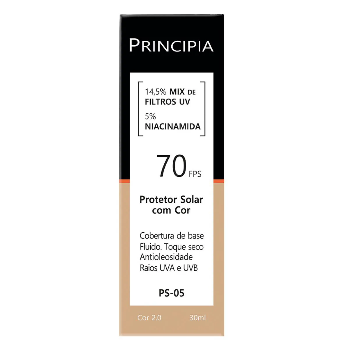 Embalagem do Protetor Solar Facial PS-05 FPS 70 da marca Principia Skincare
