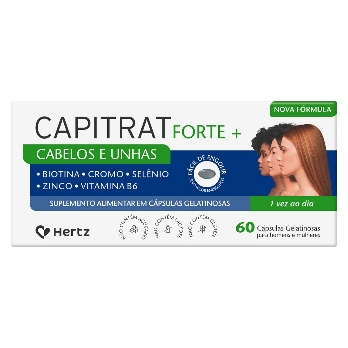 Embalagem do Suplemento Alimentar Cabelos e Unhas da marca Capitrat