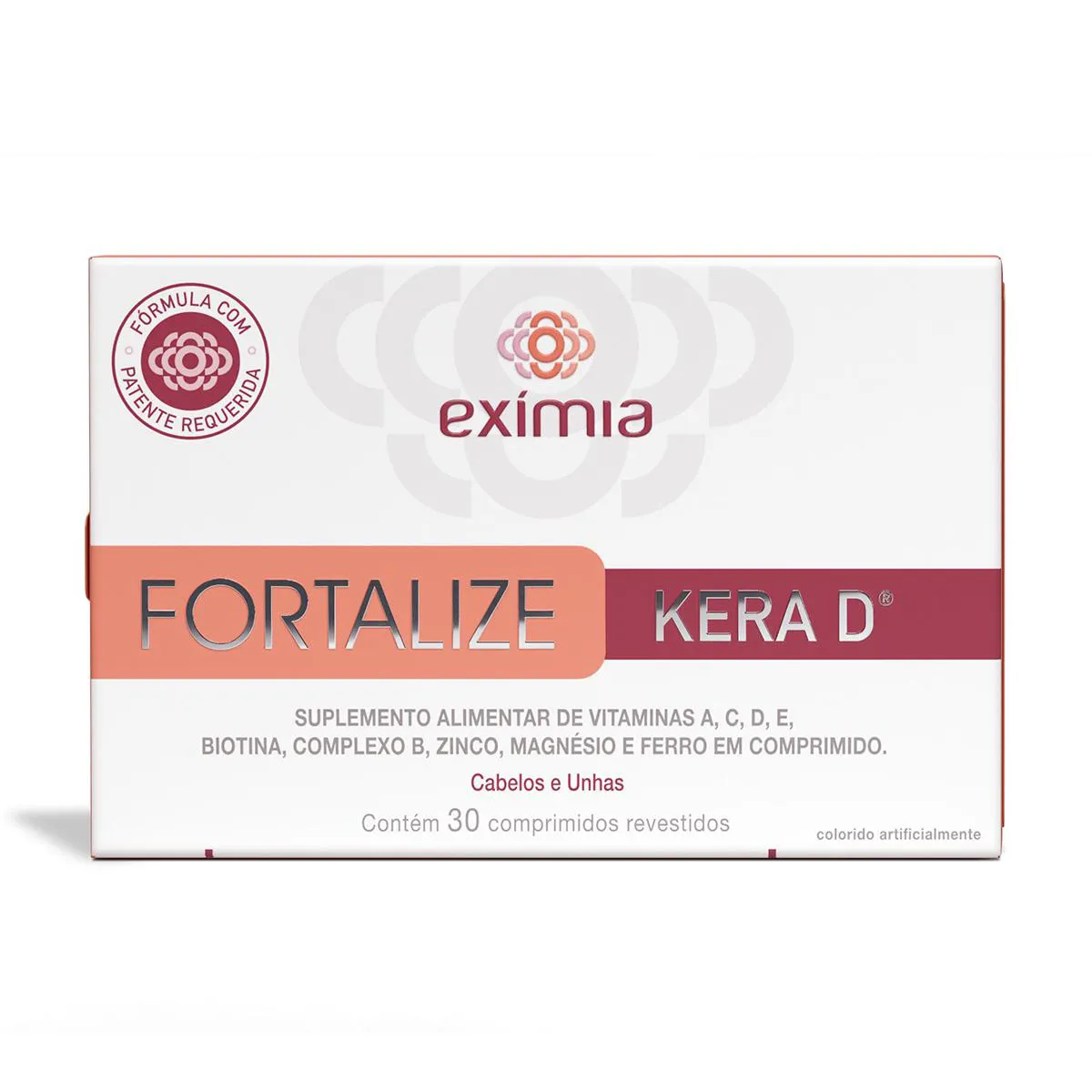 Embalagem do Suplemento Vitamínico Fortalize Kera D da marca Exímia